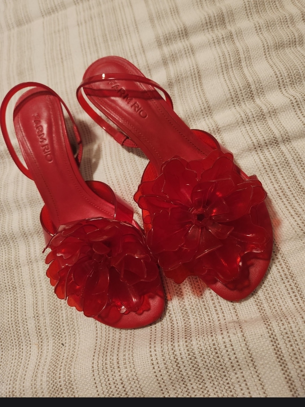 FARM Rio Vibrant Red Strappy Leather Sandals - Picture 3 of 5